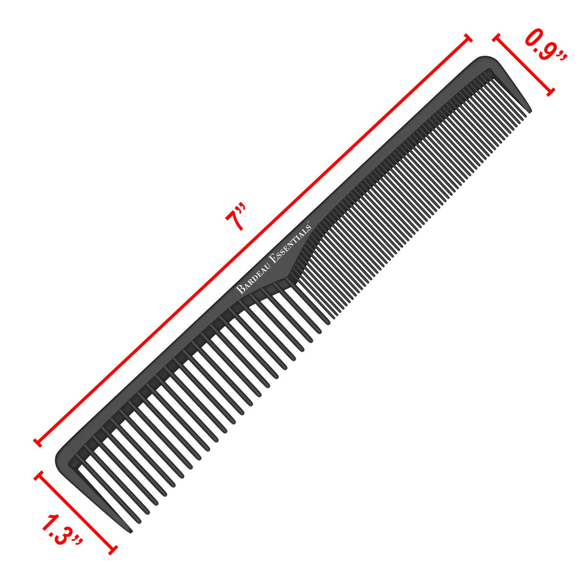 Bardeau Essentials Styling Comb heat resistant up to 356F supports safe styling sessions.