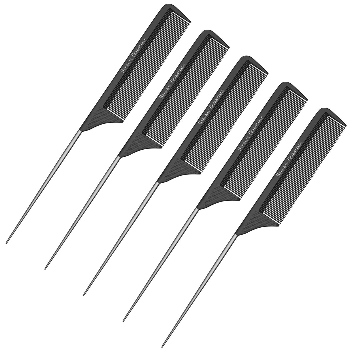 Bardeau Essentials tail comb 8.8 inch carbon fiber black for precise parting