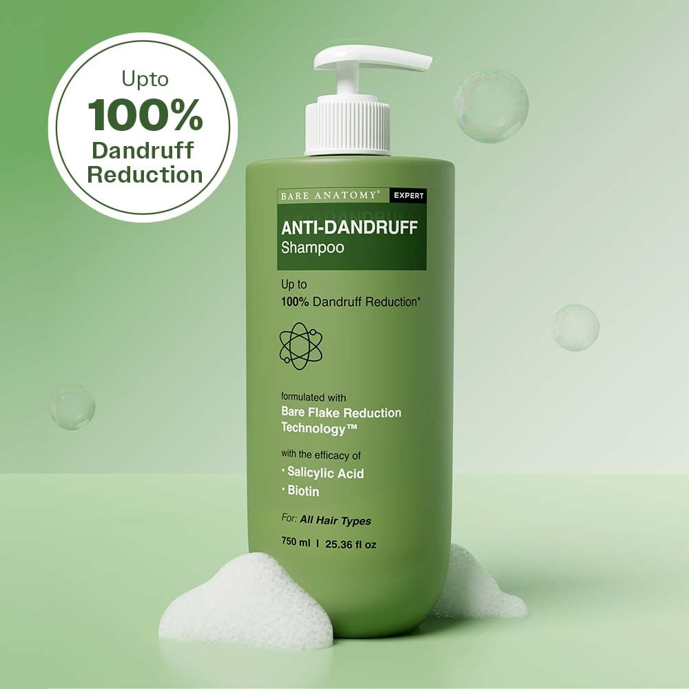 Bare Anatomy Expert bottle pour demonstrates easy dispensing for cleansing the scalp.