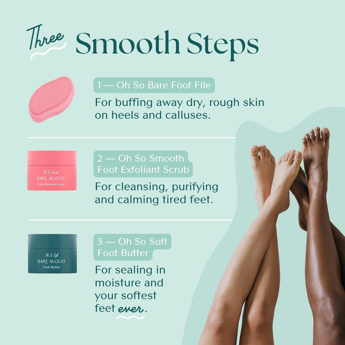 Bare August at-home pedicure session delivers relaxation and moisture.