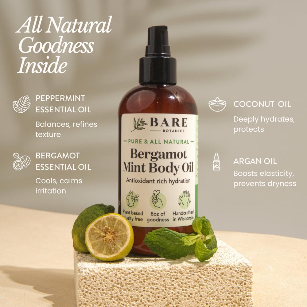 Close-up of mint-scented label communicates natural ingredients and scent.