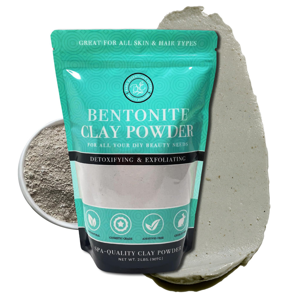 Bare Essentials Living bentonite clay powder 2lb packaging for face masks and detox baths
