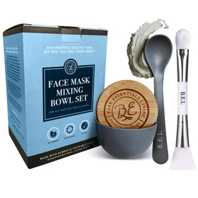 Bare Essentials Living clay mask bowl with bamboo lid for eco-friendly at-home facials.