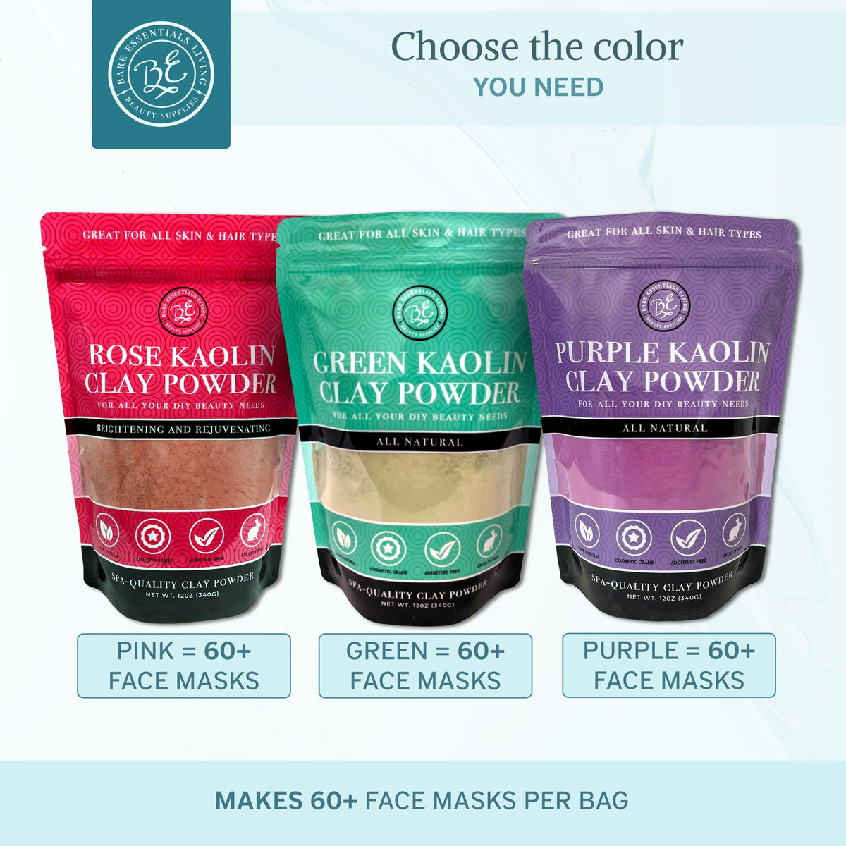 Hair mask preparation with Bare Essentials Living pink kaolin clay powder