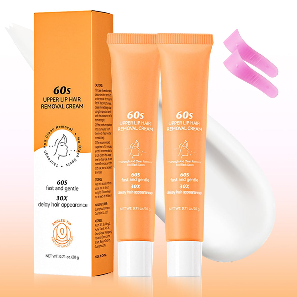 Barebliss upper lip removal cream tube for quick, painless results