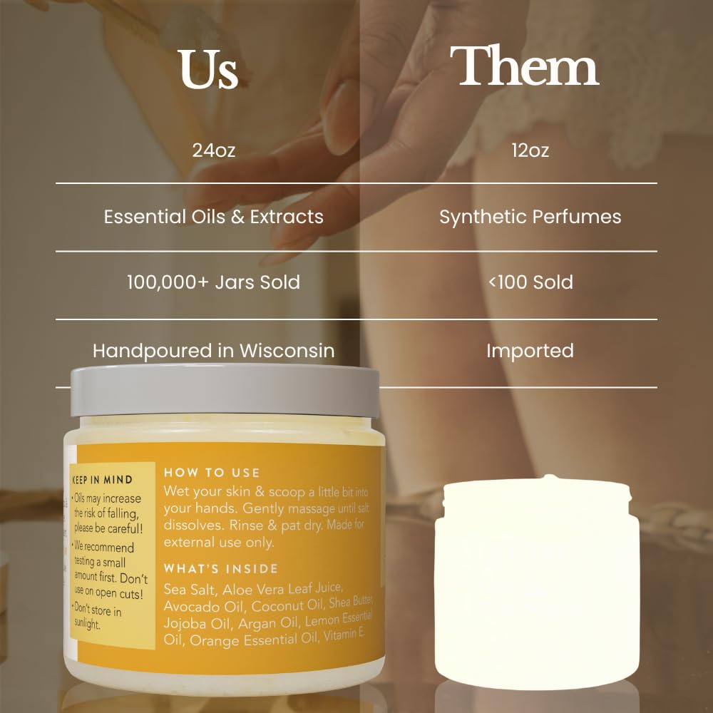 Bare Botanics Lemon Orange Scrub label packaging emphasizes gift-ready presentation.