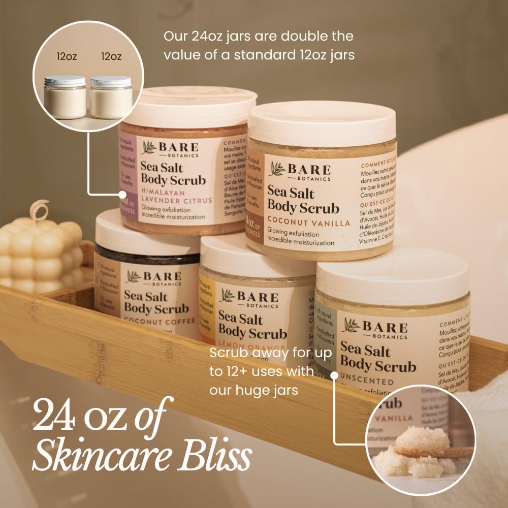 Bare Botanics Lemon Orange Scrub texture detail shows fine salt for gentle scrubbing.