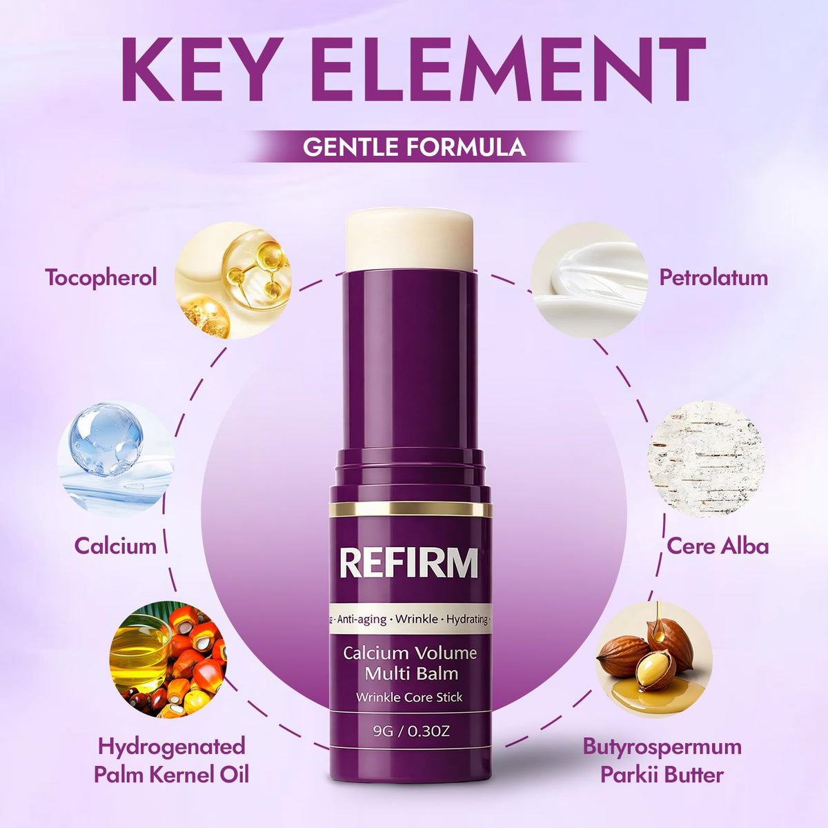 Barebutt Refirm Calcium Multi Balm Stick features a twist-up design for mess-free use.