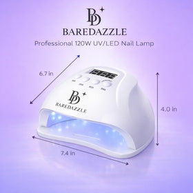 BAREDAZZLE 120W lamp removable base simplifies pedicure and cleaning.