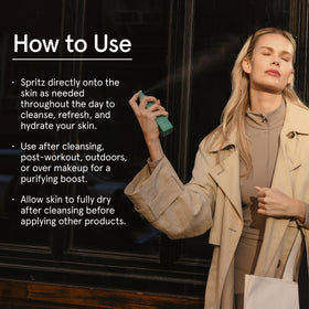 Barefaced Clean Slate Spritz applied to the face for soothing relief.