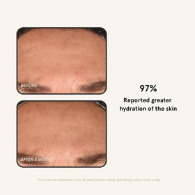 Barefaced Hydrating Lotion ingredients graphic highlights ceramides and hyaluronic acid