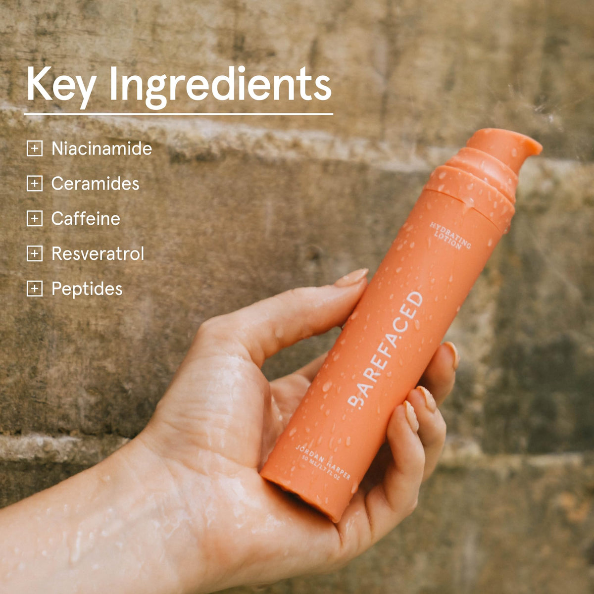 Barefaced Hydrating Lotion swatch reveals smooth, non-greasy finish for balanced skin