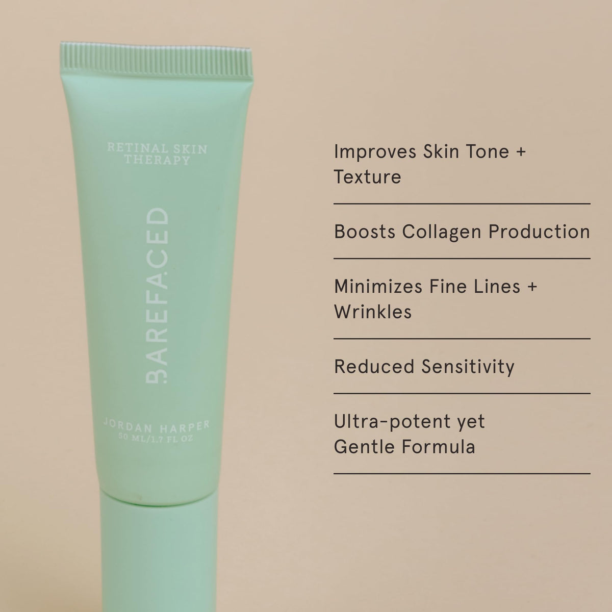 Barefaced serum dropper in use, applying a small amount for texture improvement