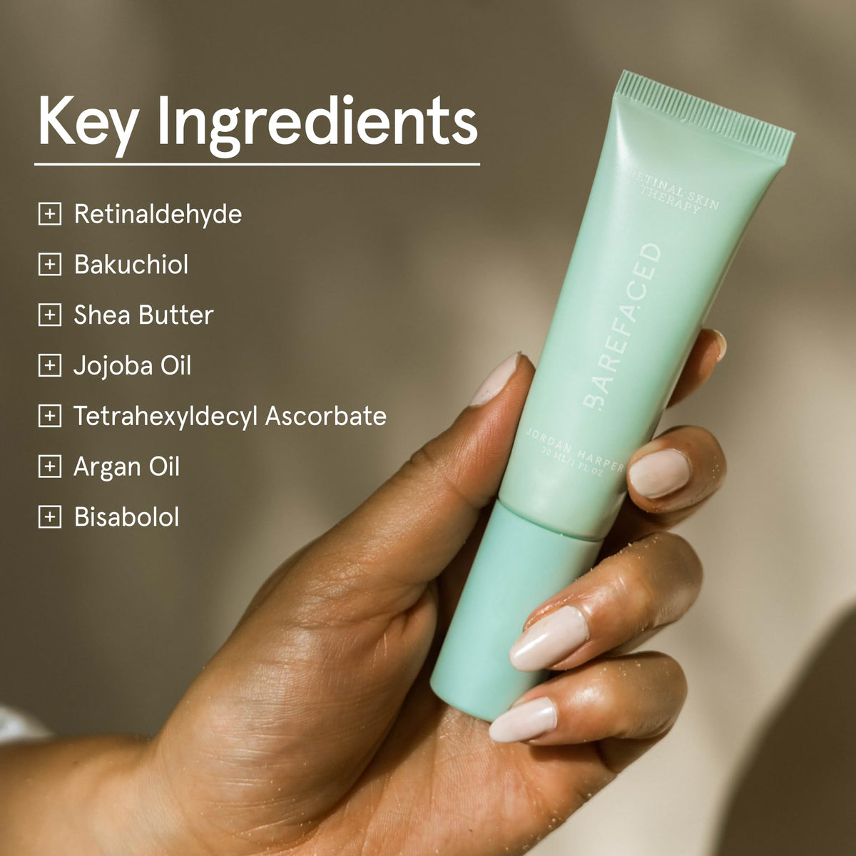 Barefaced Retinal Skin Therapy serum close-up with smooth, silky texture