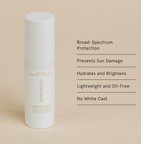 Barefaced Sheer Protection SPF 50+ bottle dispense close-up showing easy pump use