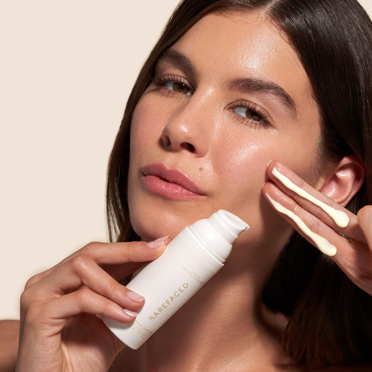 Barefaced Sheer Protection SPF 50+ close-up of formula with niacinamide and hyaluronic acid