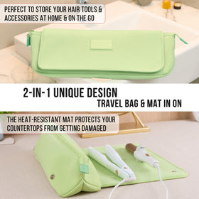 Tools resting on heat-resistant mat inside Barefoot Caribou travel bag.