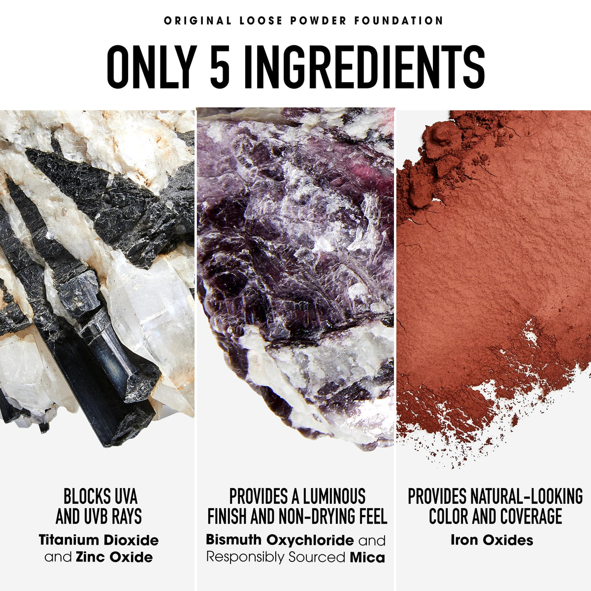 bareMinerals application swirl-tap-buff technique delivers even tone with light-to-buildable coverage.