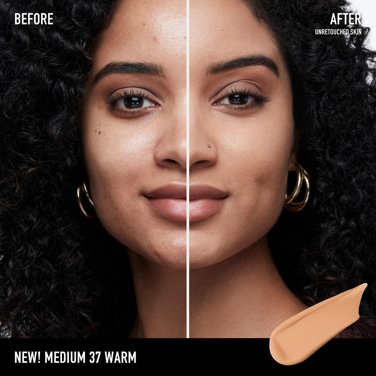 Bareminerals Barepro brush application shows easy blend and even tone.