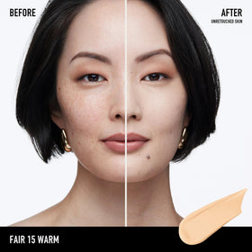 Bareminerals Barepro coverage swatches showing 40-shade range for diverse tones.
