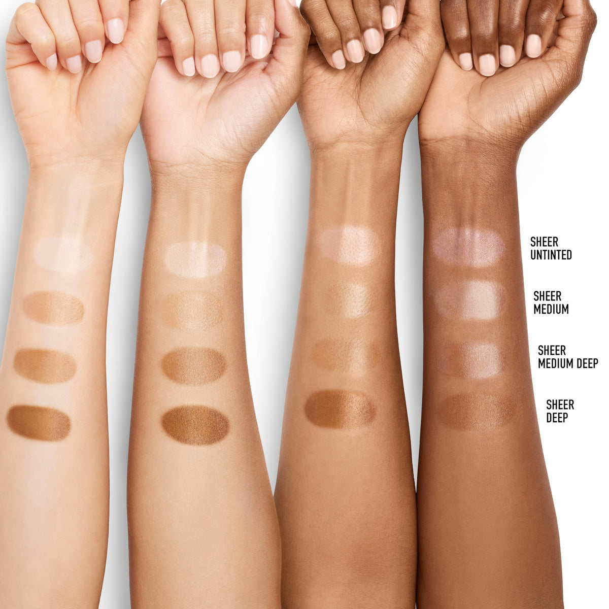 Application shot shows even, light coverage from BareSkin Daily Dewy Sunscreen