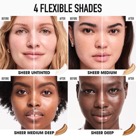 BarestSkin sunscreen bottle texture highlights a non-greasy feel on skin