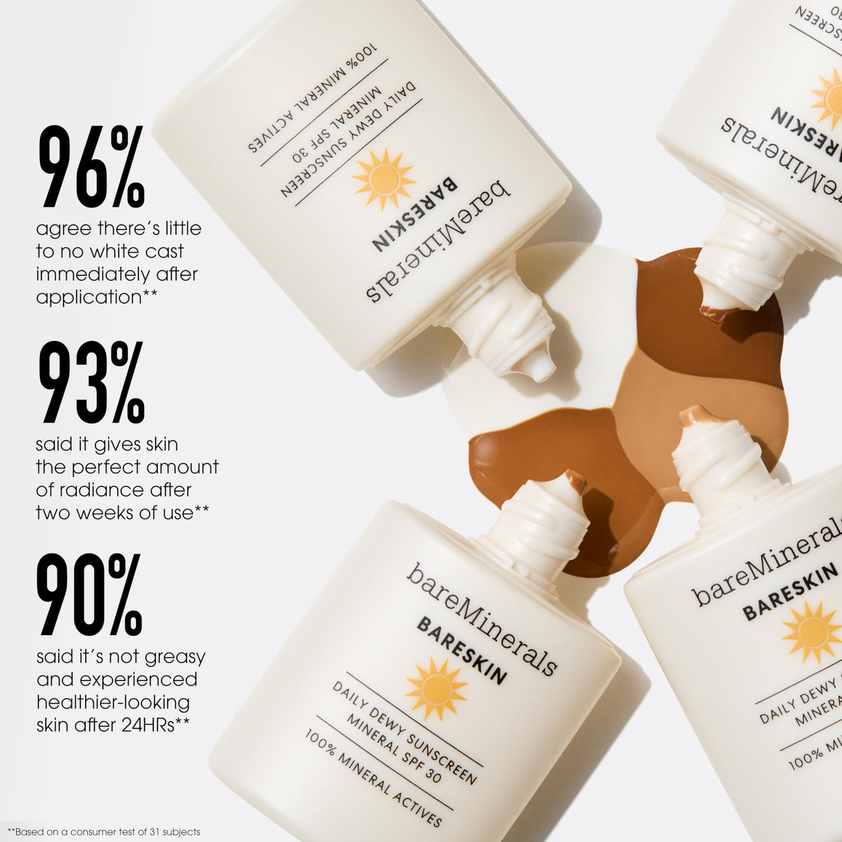 Texture of BareSkin sunscreen blends with skin for natural balance