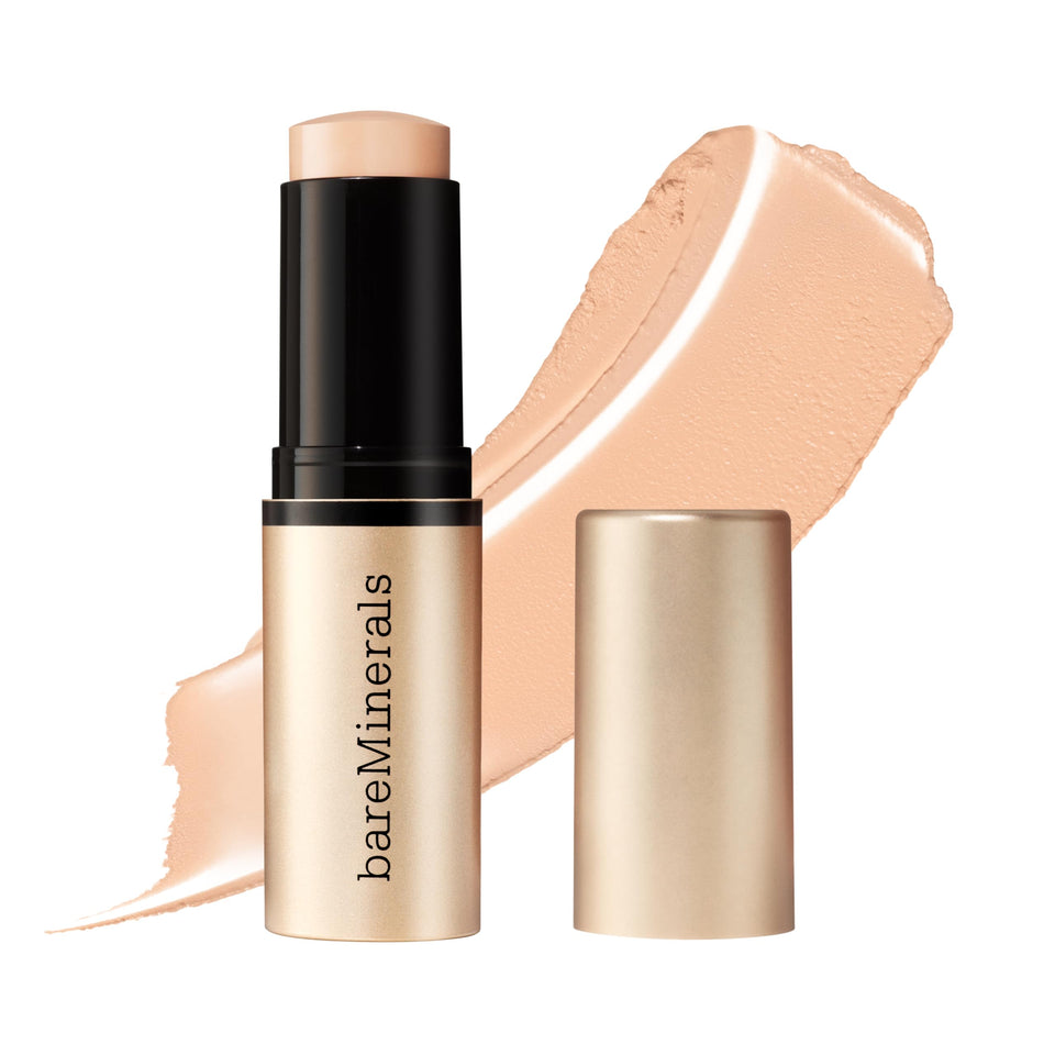 BareMinerals Complexion Rescue Stick AE Cashew 3.5 application shows smooth glide and weightless coverage.
