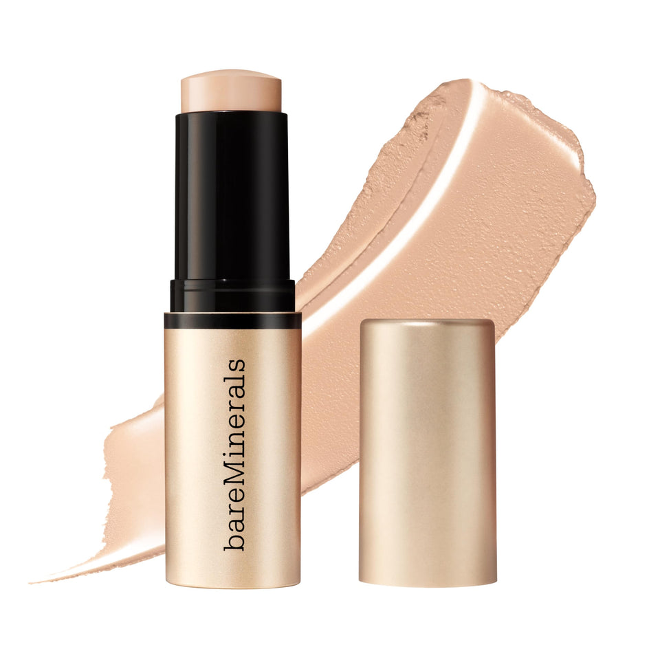 BareMinerals Complexion Rescue Stick packaging viewed for travel-friendly routine.