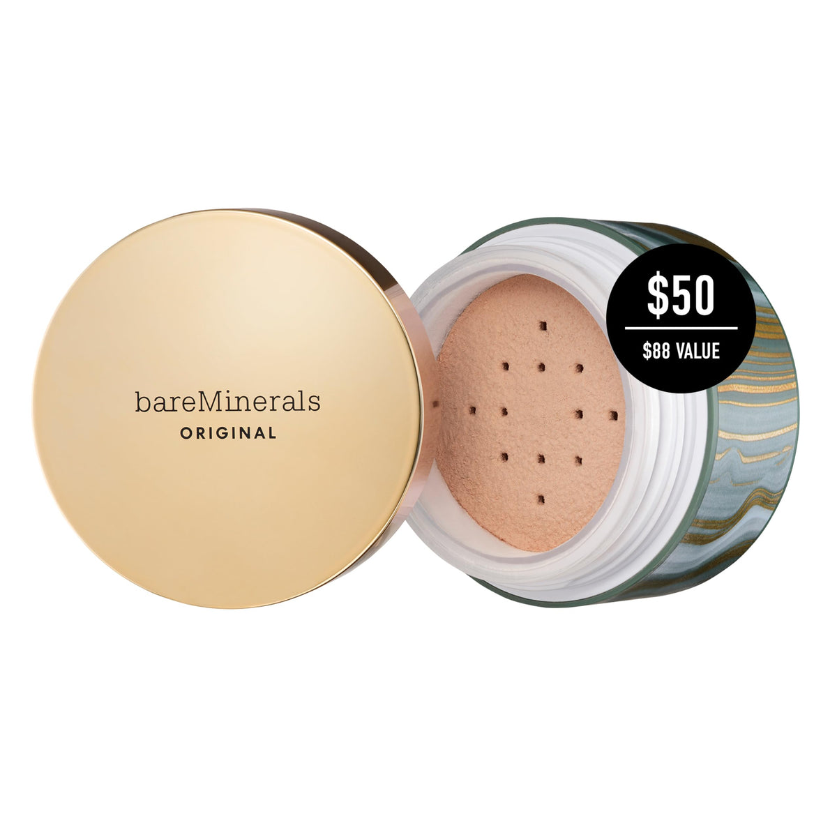 BareMinerals loose foundation jar with sifter for easy application