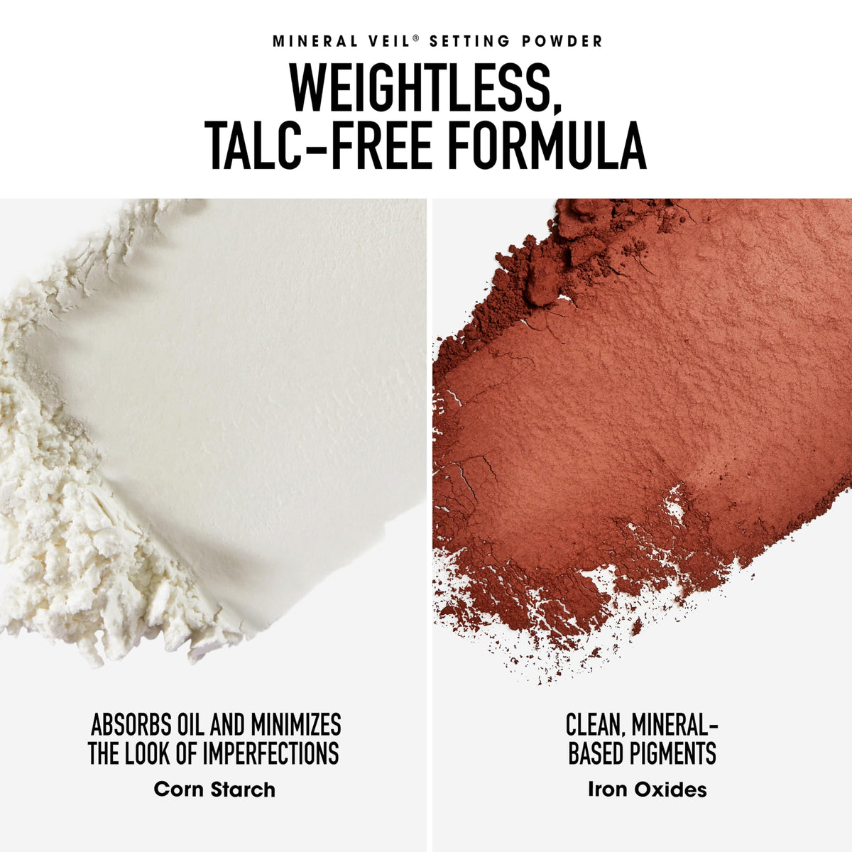 bareminerals Foundation texture close-up shows five-mineral formula.