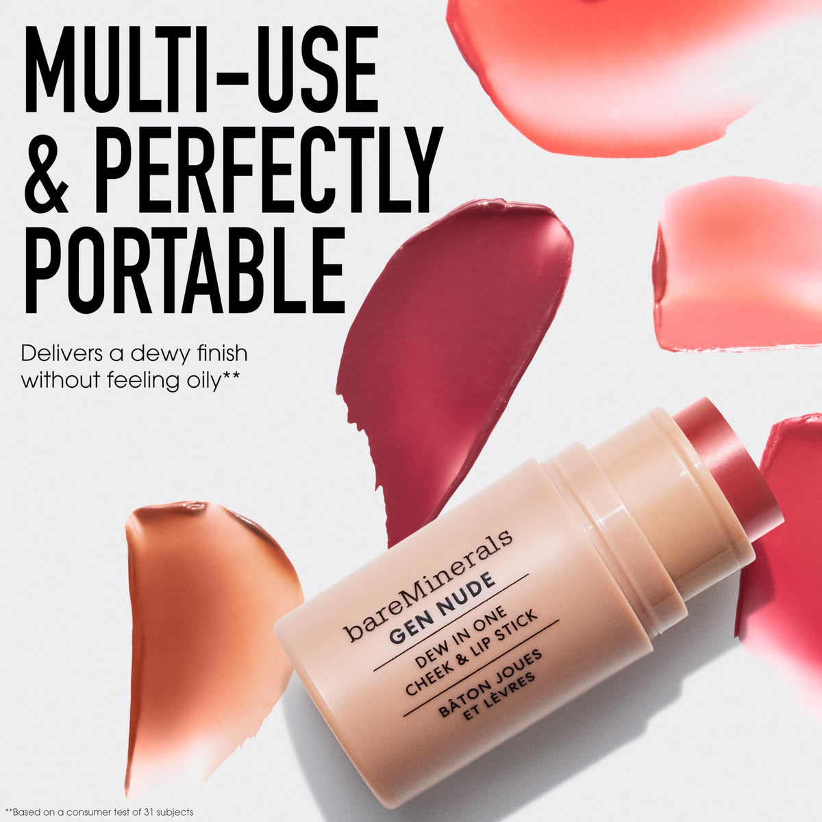 bareMinerals Gen Nude Dew in One Brick It On soft dewy finish on cheeks