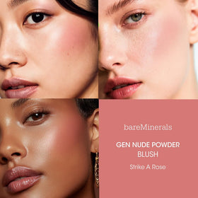 bareMinerals Gen Nude Powder Blush silk texture swatch delivers seamless blend