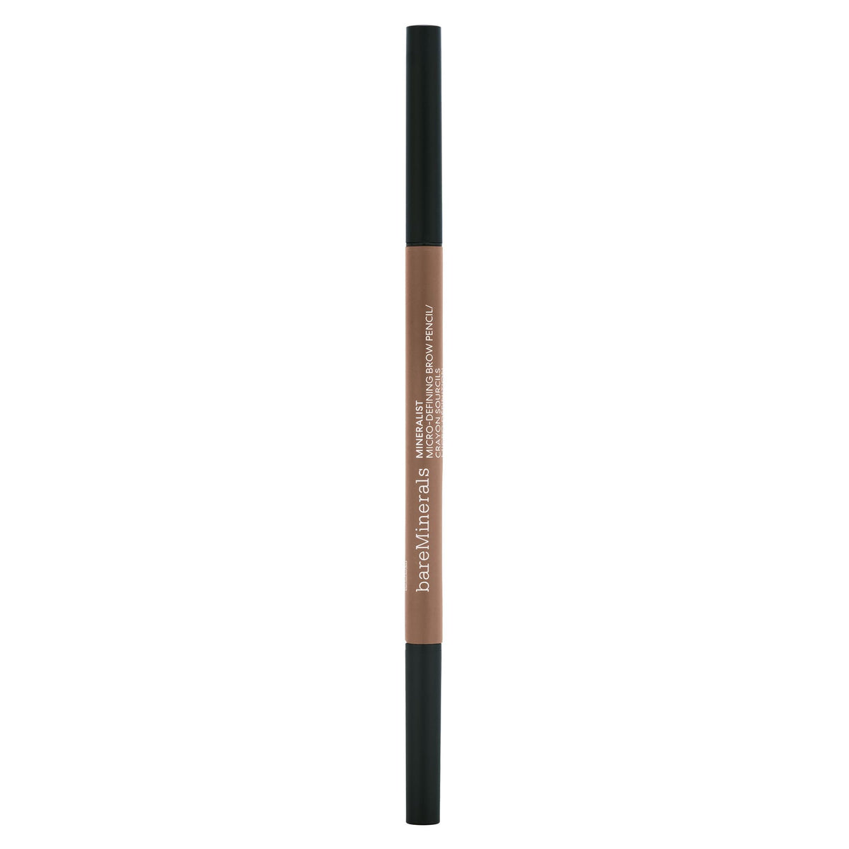 bareMinerals Mineralist brow pencil packaging highlights vegan, cruelty-free branding for easy styling.