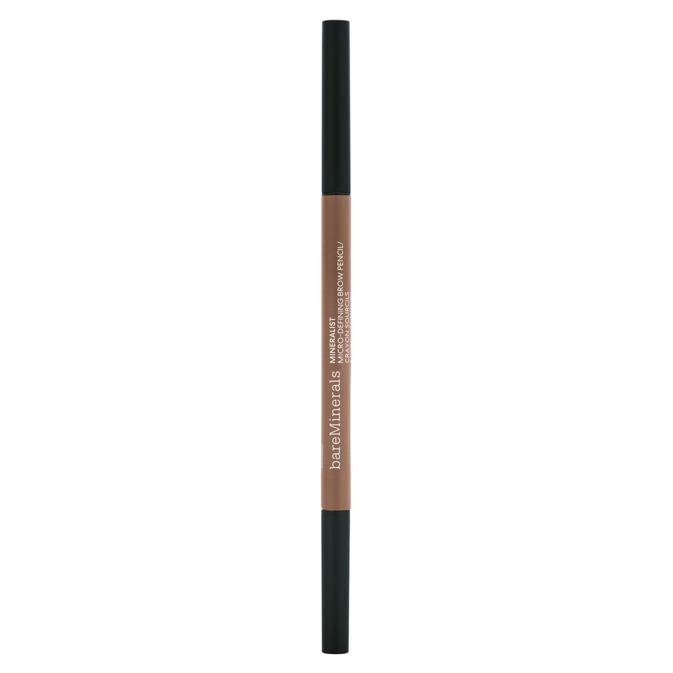 bareMinerals Mineralist brow pencil packaging highlights vegan, cruelty-free branding for easy styling.