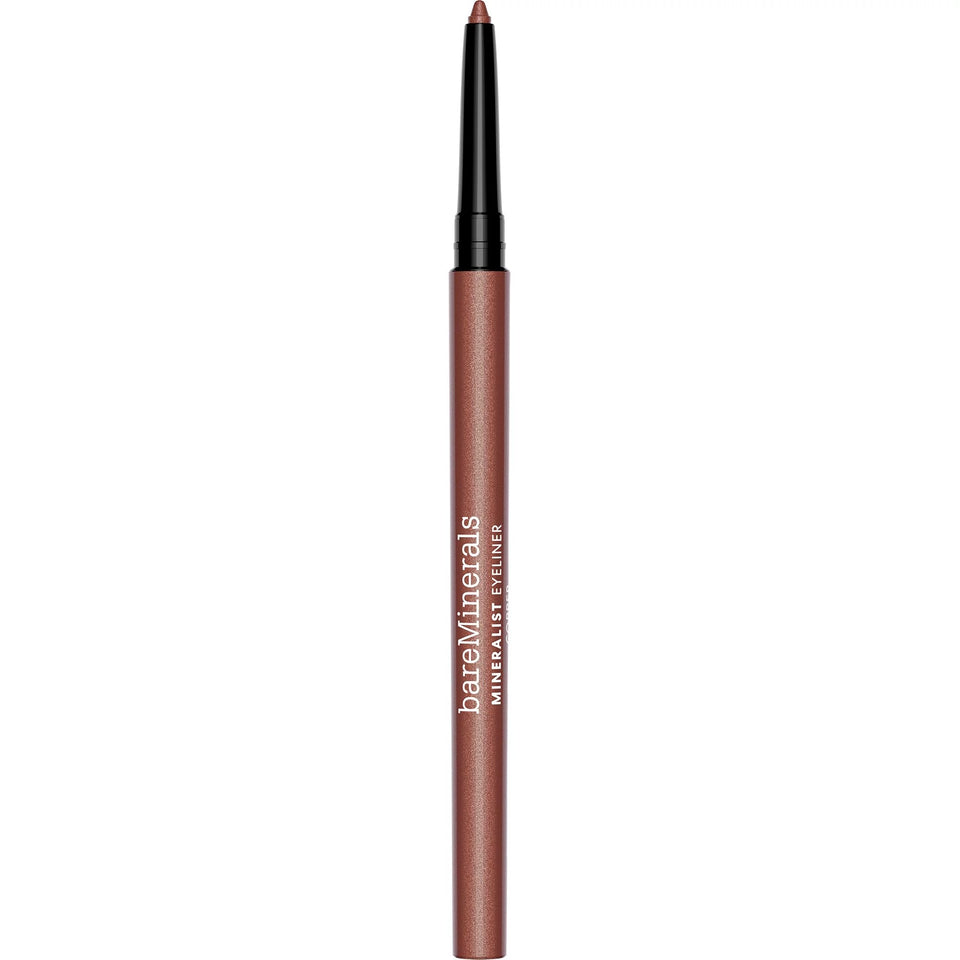 BareMinerals Mineralist Lasting Eyeliner copper swatch shows vibrant color with smudge resistance