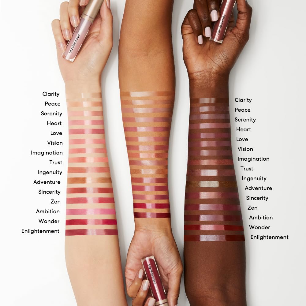 bareMinerals Mineralist Lip Gloss-Balm Zen close-up shows glossy non-sticky finish.