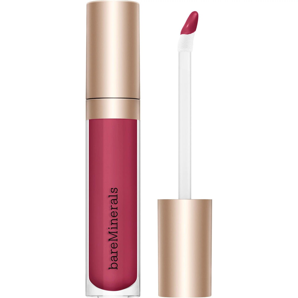 bareMinerals Mineralist Lip Gloss-Balm Zen swatch on lips with sheer color and shine.