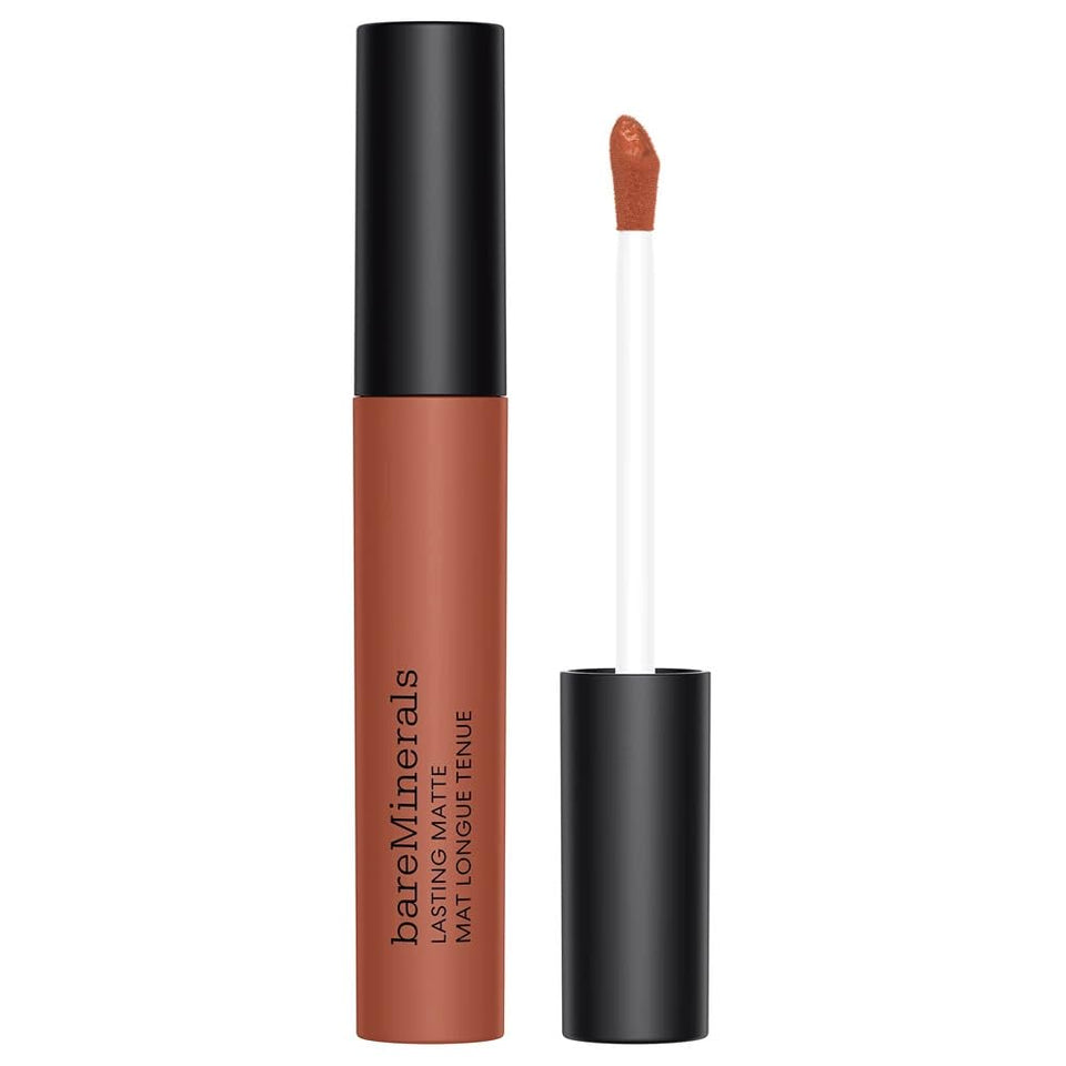 bareMinerals Mineralist lipstick velvet finish swatch shows smooth, long-lasting color.