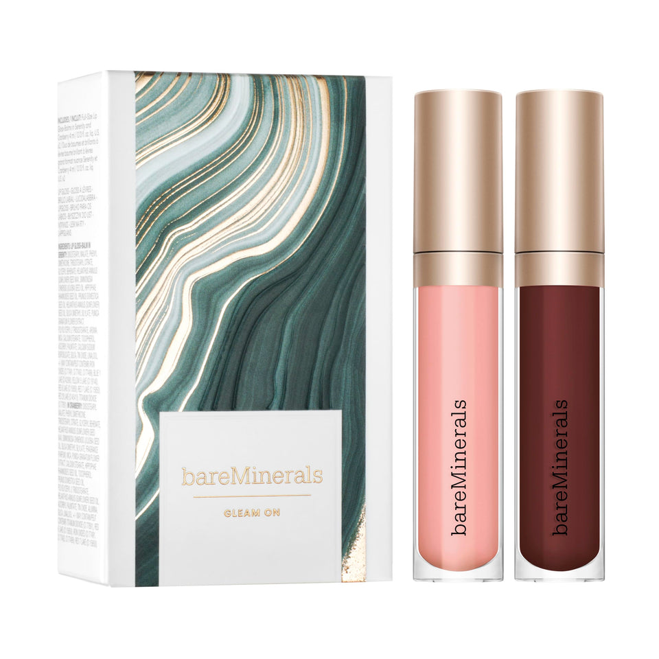 BareMinerals Mineralist Serenity Cranberry lip gloss-balm on lips delivering sheer color and shine