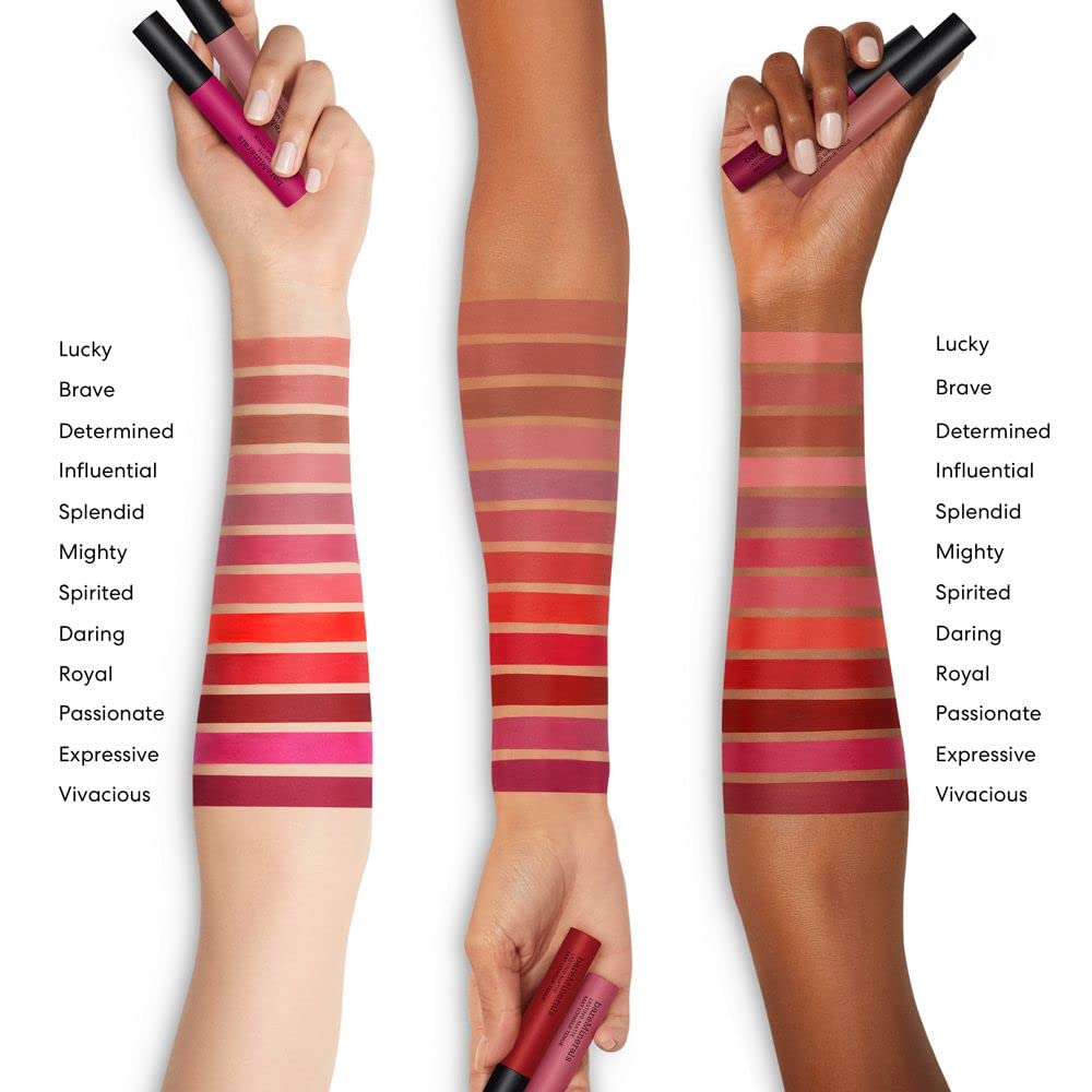 bareMinerals Mineralist transfer-resistance close-up demonstrates durable color stay.