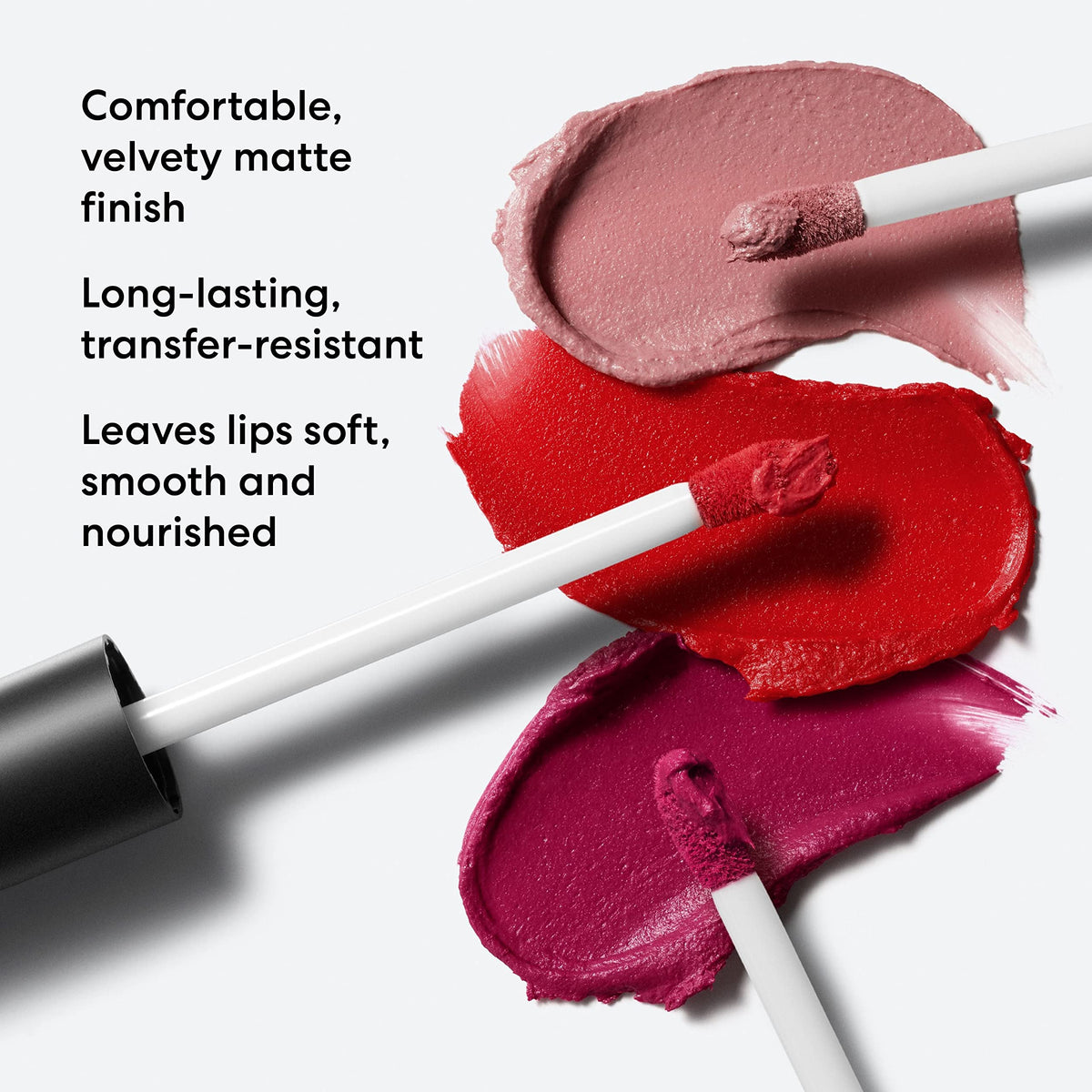 bareMinerals Mineralist velvet finish close-up highlights soft, smooth lips instantly.