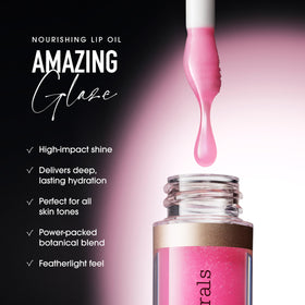 bareMinerals Nourishing Lip Oil close-up highlighting nine botanical oils.