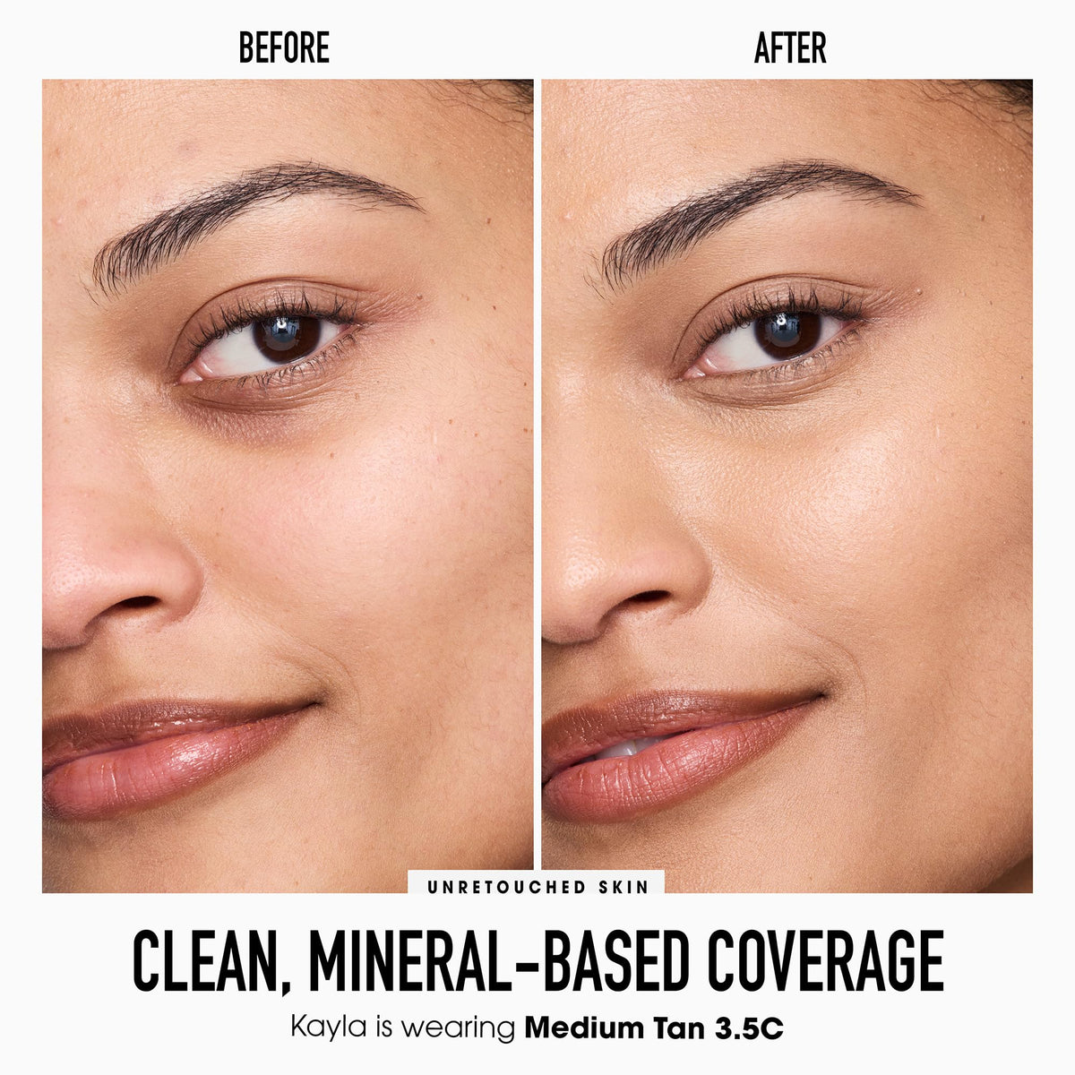 bareMinerals concealer demonstrates buildable coverage with a luminous finish