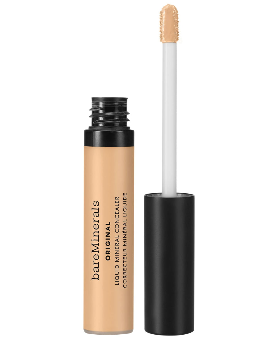 bareMinerals Original Liquid Mineral Concealer packaging highlights vegan, clean-ingredient formula
