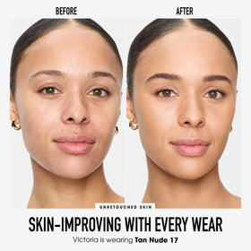 bareMinerals foundation swatch showing buildable coverage and luminous finish
