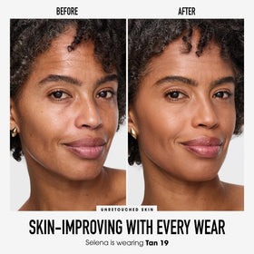 bareMinerals Original Loose Powder Foundation Tan19 swatch reveals even tone and versatile coverage