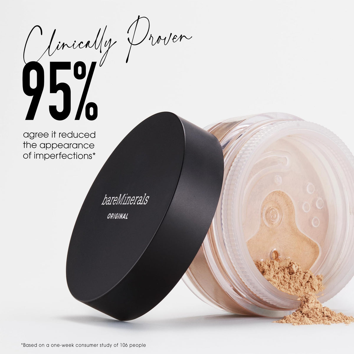 bareMinerals Original Loose Powder Foundation Warm Tan 22 texture close-up shows fine mineral particles.