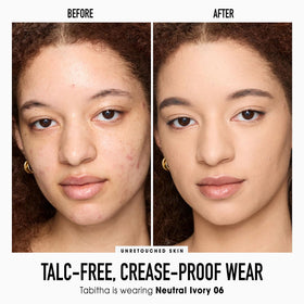 bareMinerals Original Pressed Powder closeup texture highlighting smooth, non-cakey finish.