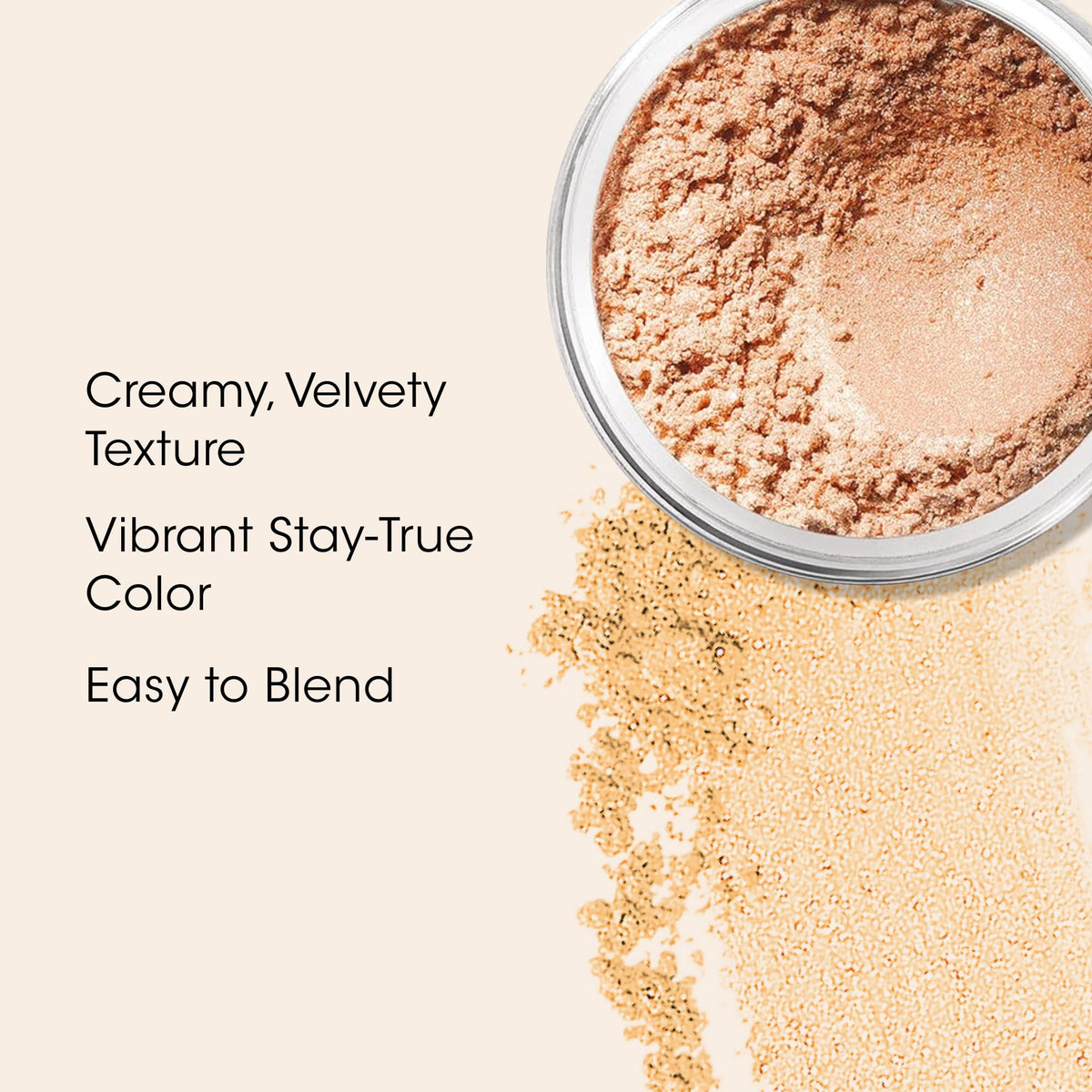 BareMinerals Queen Tiffany applied on eyelid demonstrating easy blendability.